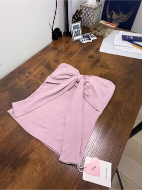 Strapless Bow-Front Pink Womens Top